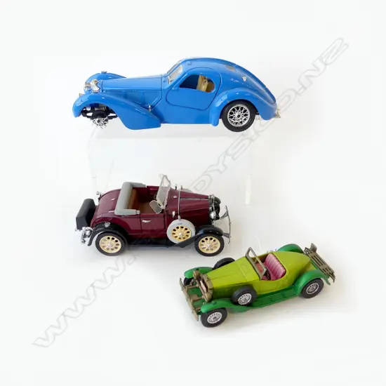 3 MODEL CARS; DAMAGED FRONT WHEEL to BUGATTI