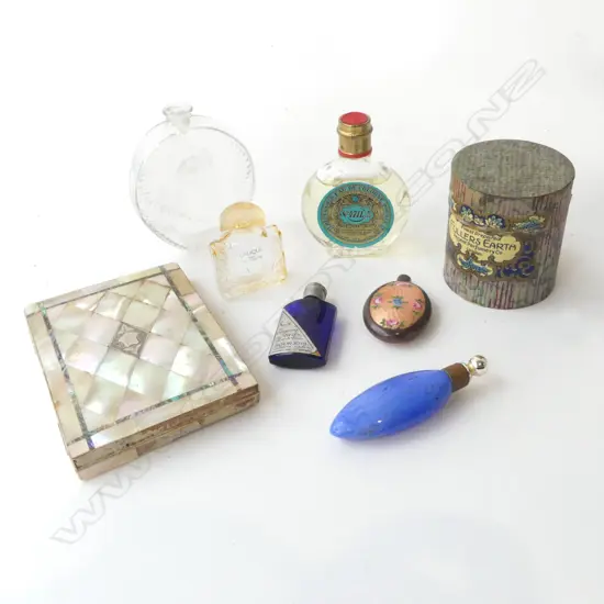 MOTHER OF PEARL CARD CASE (A/F) & ASSTD. PERFUMES LALIQUE, ETC