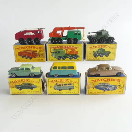 6 MINT & BOXED MATCHBOX TOYS NUMBERS 28 29 30 63 67 & 70
