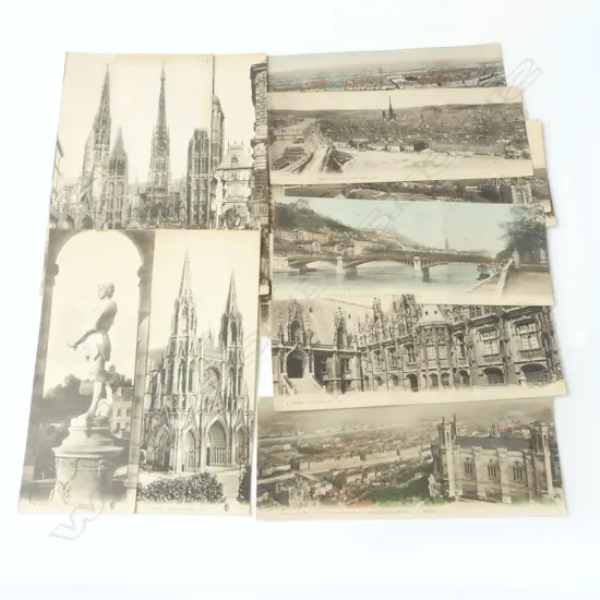 FIFTEEN ANTIQUE FRENCH PANORAMIC POSTCARDS – ROUEN AND LYON, L.282MM