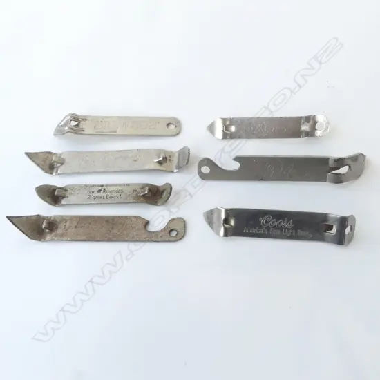 COLLECTION OF 7 VINTAGE ADVERTISING BEER BOTTLE OPENERS – MOSTLY AMERICAN