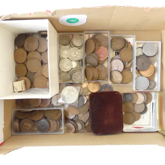 BOX OF OLD COIN COLLECTION pennies + NZ etc