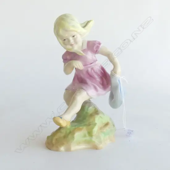 ROYAL WORCESTER HAND-PAINTED FIGURE OF YOUNG GIRL BY F. DOUGHERTY, 'MARCH', H.150mm