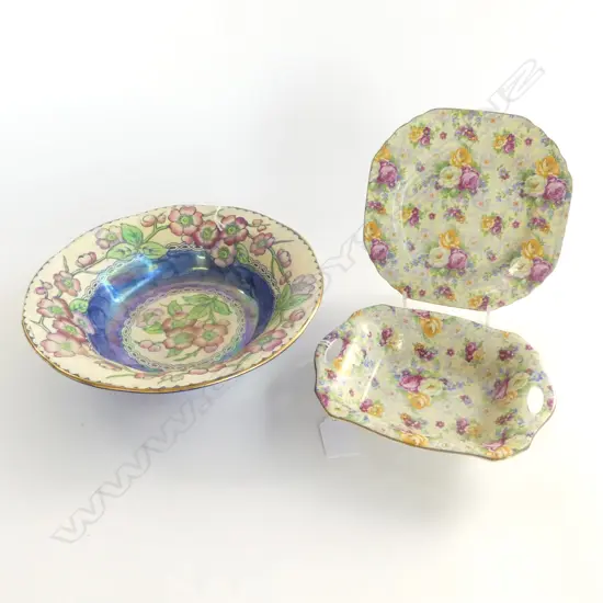 MALING CHINA BOWL DIA240MM & AOF 2 HANDLED DISH L175MM WITH MATCHING PLATE DIA165MM