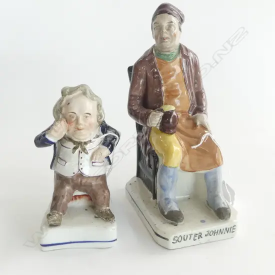2 ANTIQUE STAFFORTSHIRE FIGURES SOUTER JOHNNIE H200MM  & PUNCH CHARACTER H140MM