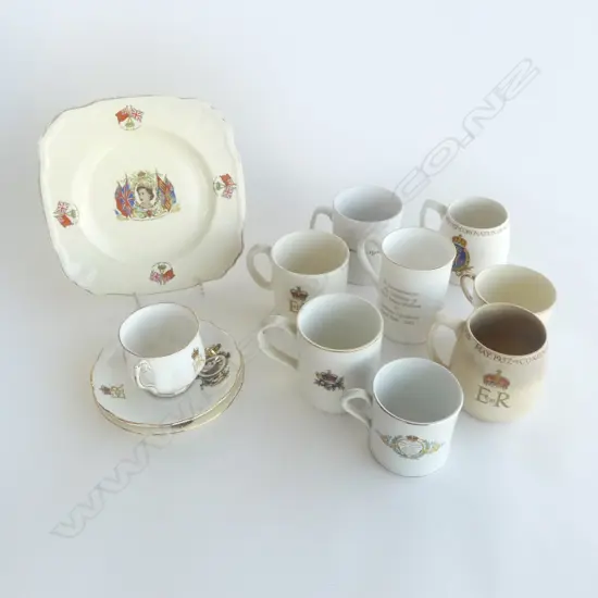 12 PIECE COLLECTION ROYALITY CHINA: 9 cups & mugs + 3 saucers & plates