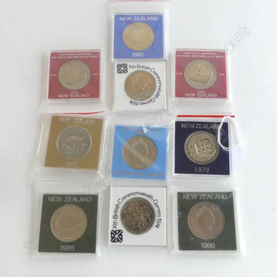 10 x NZ UNC $1 COINS in original packs 1960's to 1980's