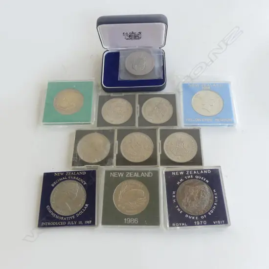 5 x UNC NZ $1 COINS + 5 x NZ 1953 CROWN COINS + NZ 1975 PROOF? DOLLAR COIN