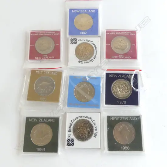 10 x NZ UNC $1 COINS in original packs 1960's to 1990's