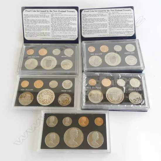 5 x NZ PROOF COIN SETS 1976. 1972. 2 x 1975. 1974. 