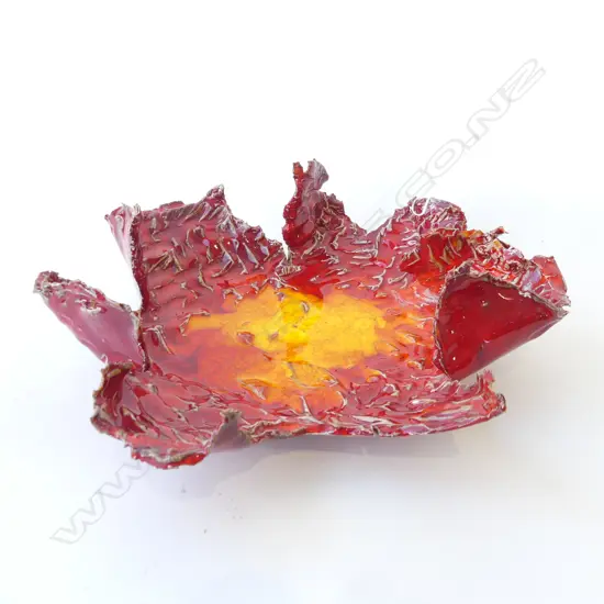 GLAZED VOLCANIC FORM POTTERY DISH W370MM