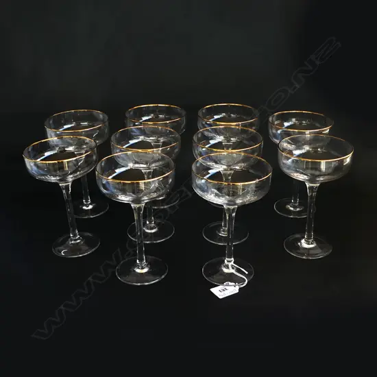10 GOLD RIMMED CHAMPAGNE GLASSES H.155mm
