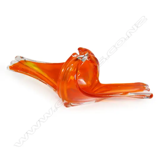 RETRO ORANGE ART GLASS VASE, H.350mm