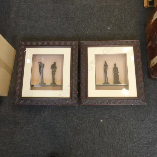 PR OF CARVED FRAMED AFRICAN LADY FIGURES H510 W480MM