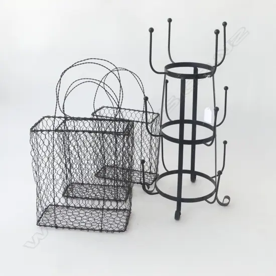 3 WIRE BASKETS + MUG HOLDER H.465mm