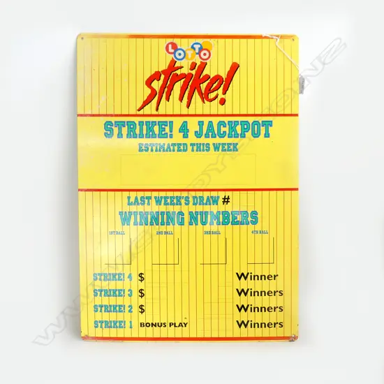 LOTTO STRIKE  ADVERTIZING SIGN H580 W410MM