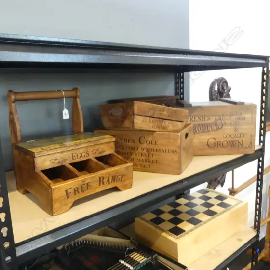 6 WOODEN STENCILLED KITCHEN CONTAINERS