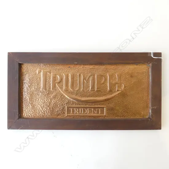 MIDCENTURY COPPER TRIUMPH TRIDENT SIGN 150X360MM