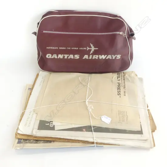 OLD QANTAS AIRLINES FLIGHT BAG & OLD VARIOUS HISTORICAL PUBLJCATIONS EG WEEKLY NEW 1912 ETC ETC 