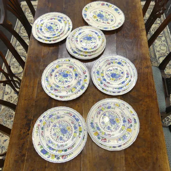 21 MASONS 'REGENCY' PLATES (HAIRLINES & CRAZING)