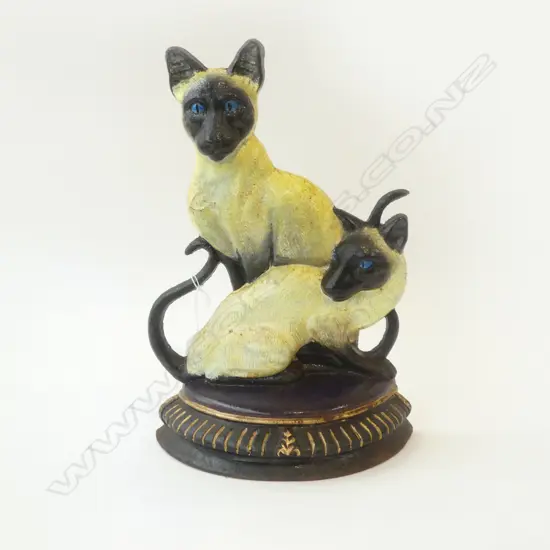 VINTAGE CAST IRON SIAMESE CATS DOORSTOP H.370MM L.240MM