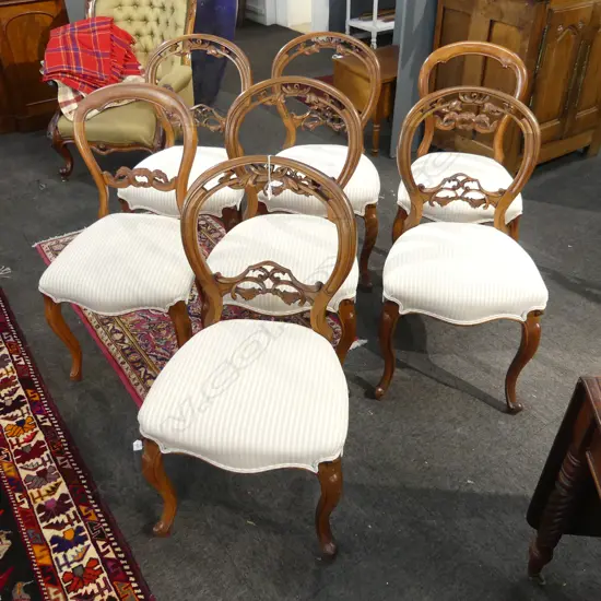 8 VICTORIAN BALLON BACK DINING CHAIRS (6+2)
