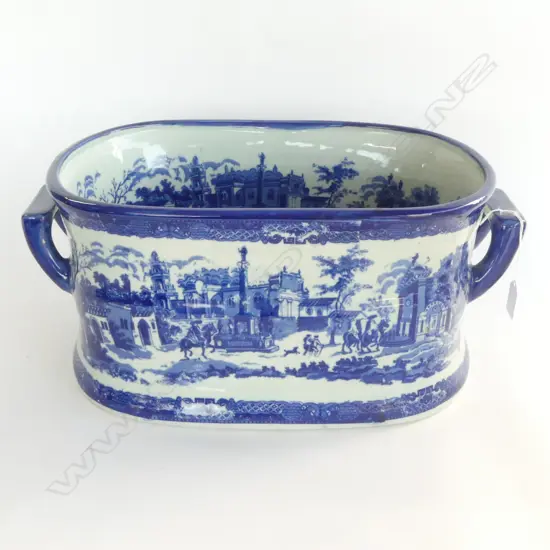 B/WHITE FLOW BLUE CHINA FOOT BATH L460MM