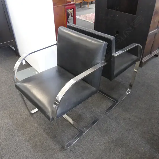 PR MODERN LEATHER CHAIRS, CHROME FRAME 1 seat with repair