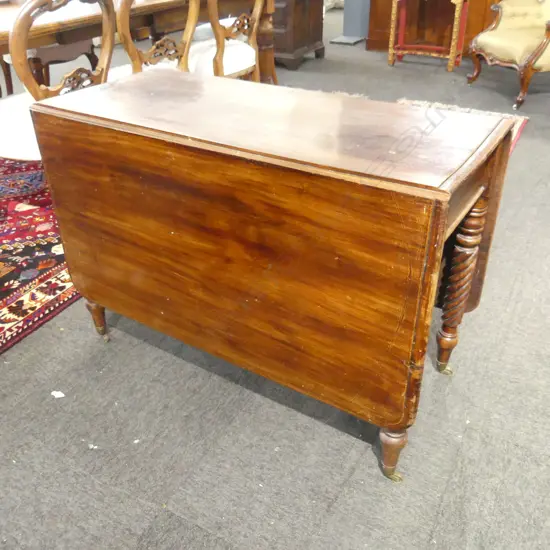 MAHOGANY 19TH C DROPSIDE TABLE SOME AGE MARKS