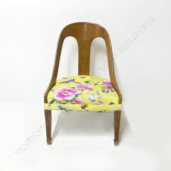 ANTIQUE CHAIR w. YELLOW FLORAL SEAT