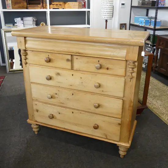 VICTORIAN PINE 6 DRAWER CHEST 1240x550x1250mm