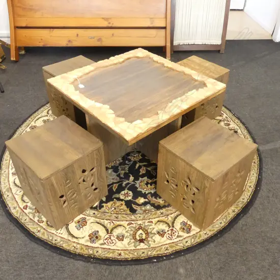 MID CENTURY STH AFRICAN TABLE & CHAIRS 735XH490MM