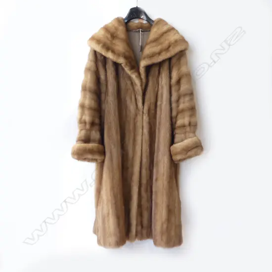 FULL LENGTH MINK COAT - CARAMEL TONE - SHAWL COLLAR CUFFED SLEEVES