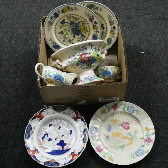 BOX OF ASSORTED MASONS CHINA FAULTS