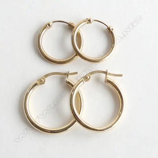 2 PR 9ct HOOP EARRINGS 1.4gm