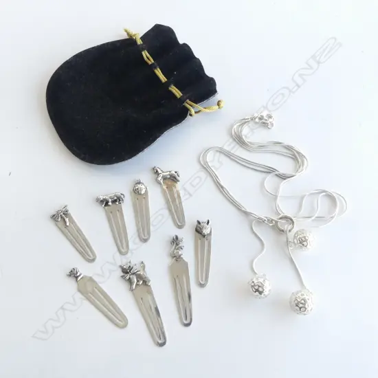 8 STG SILVER BOOK MARKS + NECKLACE 42gms