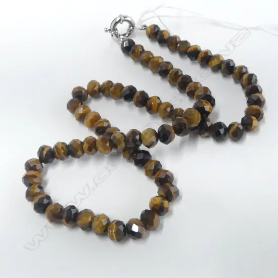 TIGER EYE NECKLACE, FACET CUT  **RTV**