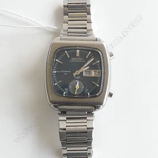 SEIKO 1970'S CHRONOGRAPH 'MONACO' GENTS STAINLESS WRISTWATCH running