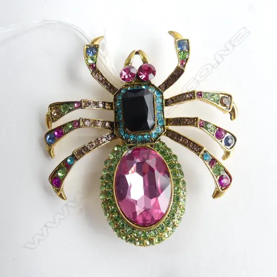OVERSIZE COLOURFUL COSTUME SPIDER BROOCH