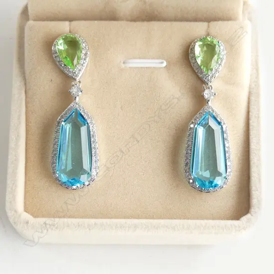 PR BLUE & GREEN COSTUME DROP EARRINGS