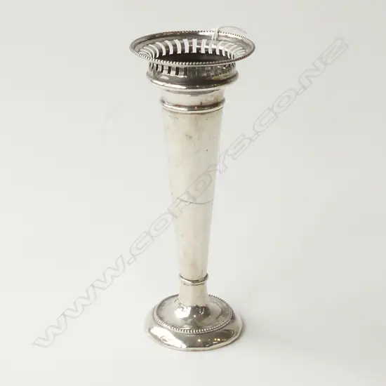 STG SILVER VASE, BIRM 1912, WEIGHTED BASE, 193gms, H.222mm