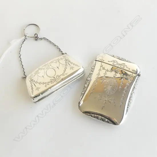 STG SILVER PURSE B'HAM 1919 & CARD HOLDER B'HAM 1913 119gms