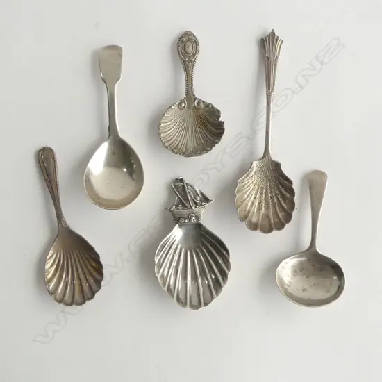 7 STG SILVER CADDY SPOONS, 108grms