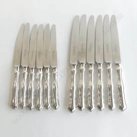 12 STG SILVER HANDLED KNIVES, HARDY BROS, SHEFFIELD 1979 (6x 255mm, 6x 220mm)