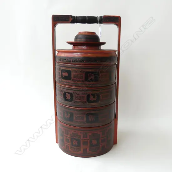INDONESIAN LACQUERED STACKING CONTAINER H.435mm