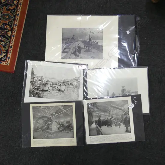 5 VINTAGE PRINTS w certificates: 2x 19thC Chicago World Fair + 2 boats + 1 x 1893 Life-saving .