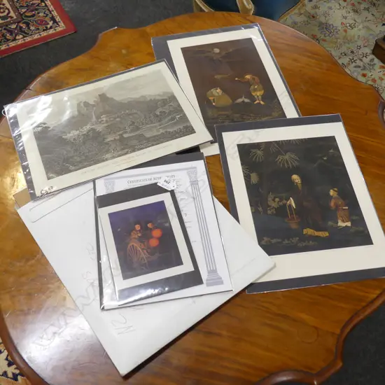 1817 COPPER ENGRAVING + CHINESE PRINTS + BIRD PRINTS. With certificates