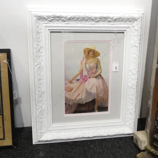 1920s FASHION PRINT IN WHITE FRAME 270x170mm