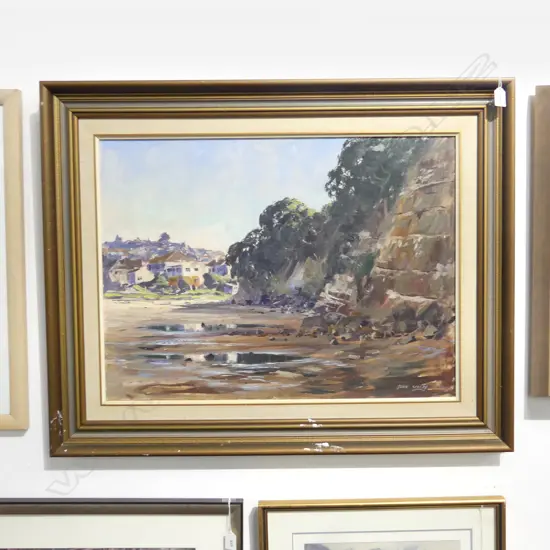 JOHN SPEEDY 'HOWICK BEACH, LOW TIDE' OIL ON BOARD '79 515x695mm