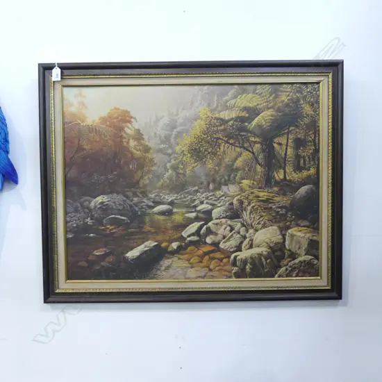 1970’S GRAHAM BRADDOCK FRAMED PRINT HEADWATERS OF THE TAIRUA RIVER, 600 x 800mm